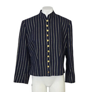 Lauren Ralph Lauren Womens Military 100% Linen Nautical Blazer Jacket Size 10